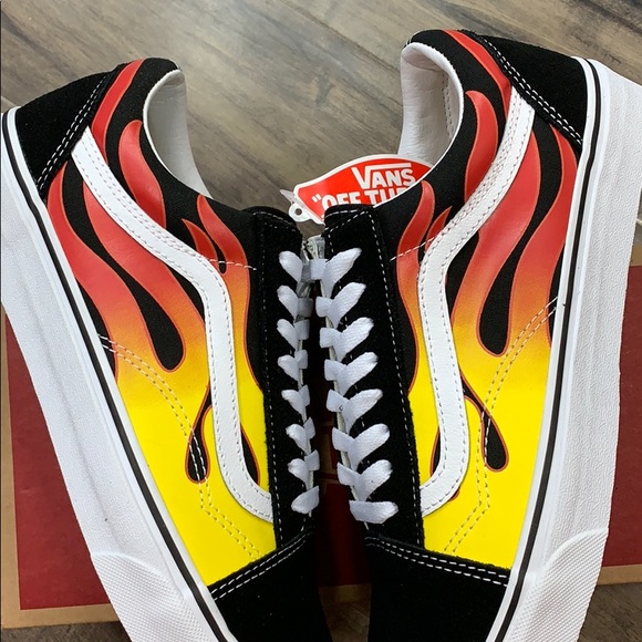 VANS men’s OLD SKOOL FLAME black/black true white - Picture 8 of 16